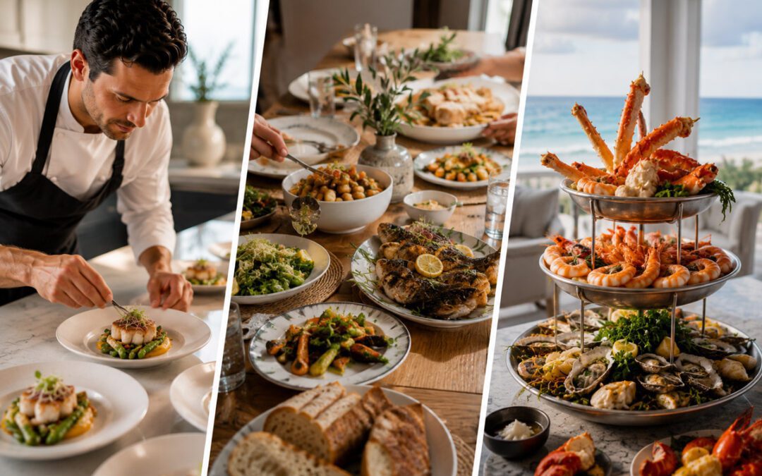 Plated Dinner, Family-Style, and Seafood Tower Private Chef Experiences